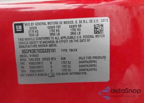 2012 Chevrolet Silverado 1500 Lt from USA, damaged, VIN 3GCPKSE7XCG220191